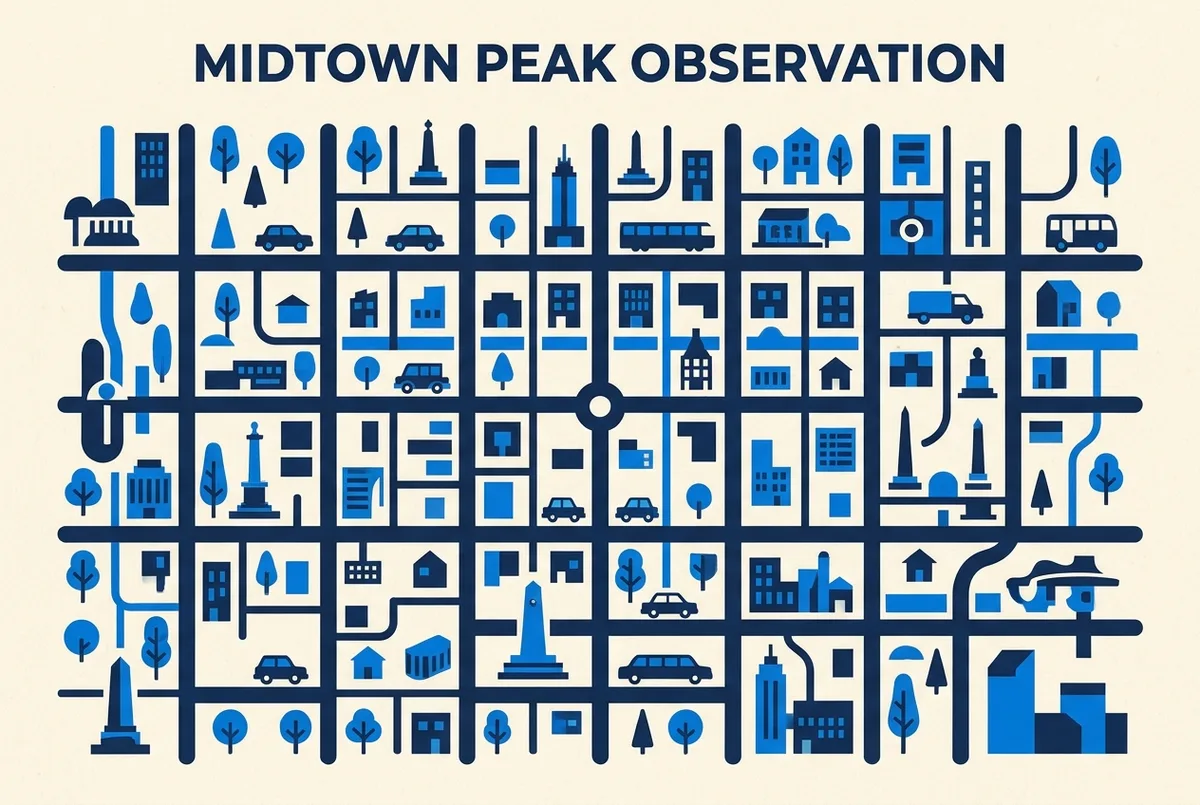 infographie façon calendrier montrant combien de temps à l'avance réserver un créneau Top of the Rock pour une semaine, un week-end et un coucher de soleil